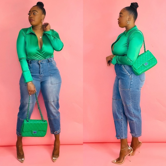 J. ELISE BOUTIQUE NEW KELLY Green Iridescent Accent Quilted Classic Shoulder Bag - Picture 3 of 6